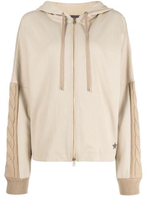 cable knit-panelled hoodie by LORENA ANTONIAZZI
