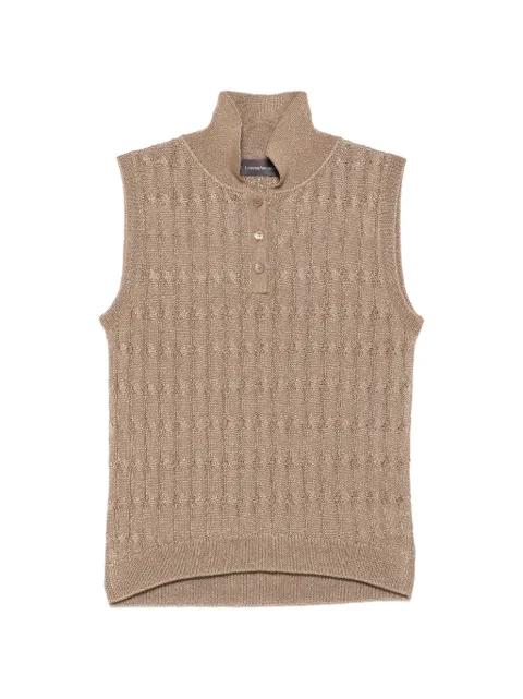 cable-knit sleeveless polo top by LORENA ANTONIAZZI