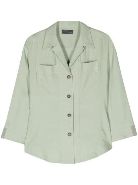 camp-collar linen-blend shirt by LORENA ANTONIAZZI