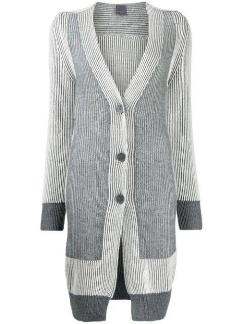 colour-block ribbed-knit cardi-coat by LORENA ANTONIAZZI