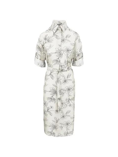 floral-pattern tie-belt midi dress by LORENA ANTONIAZZI