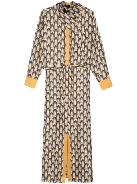 geometric-pattern maxi silk dress by LORENA ANTONIAZZI