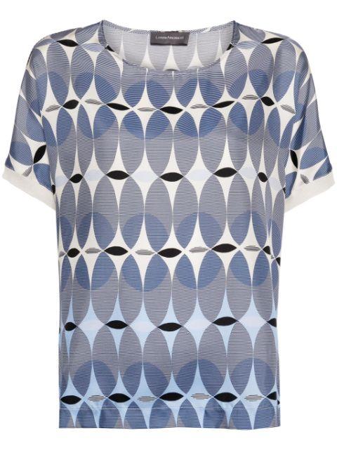 geometric-print silk T-shirt by LORENA ANTONIAZZI