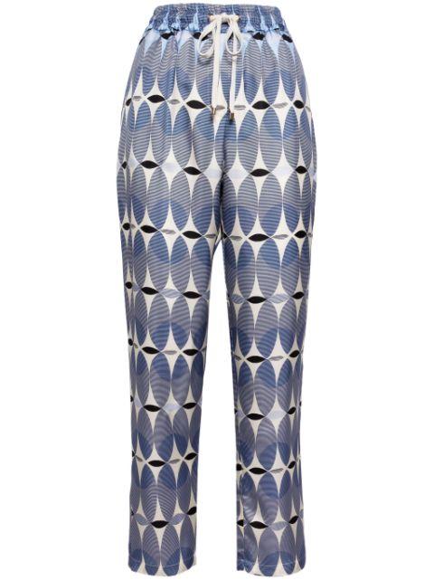 graphic-print elasticated-waist silk trousers by LORENA ANTONIAZZI