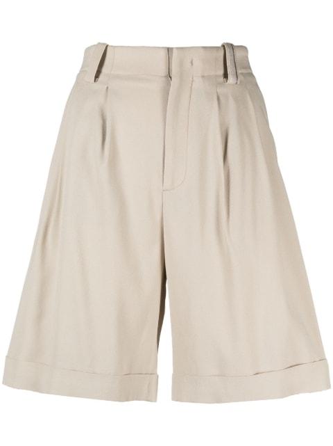 high-waist pleated shorts by LORENA ANTONIAZZI