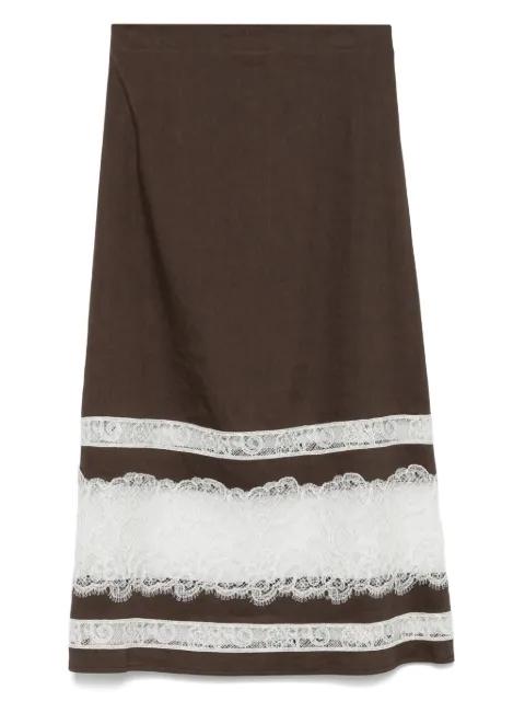lace-detail midi skirt by LORENA ANTONIAZZI