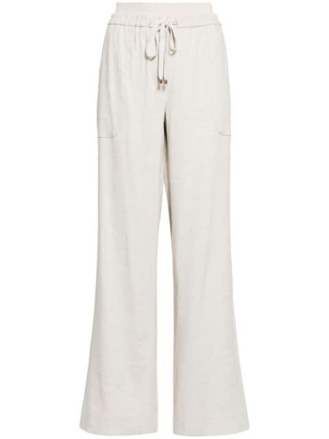 linen-blend wide-leg trousers by LORENA ANTONIAZZI