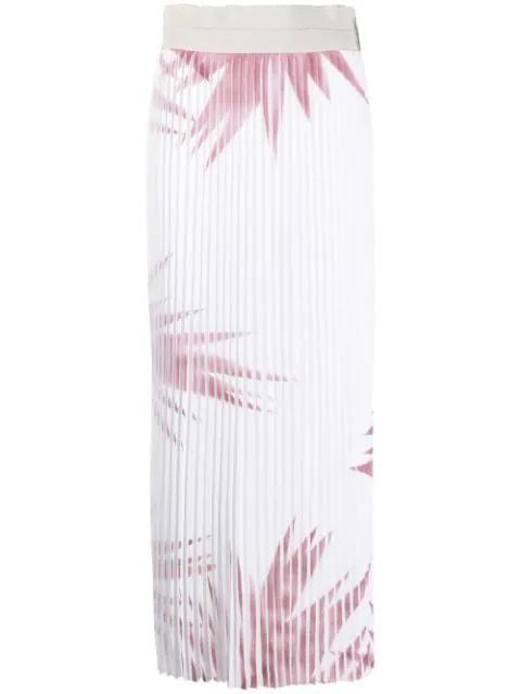 palm tree-print pleated skirt by LORENA ANTONIAZZI