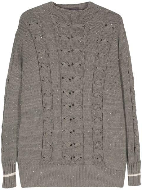 sequin-embellished cable-knit jumper by LORENA ANTONIAZZI