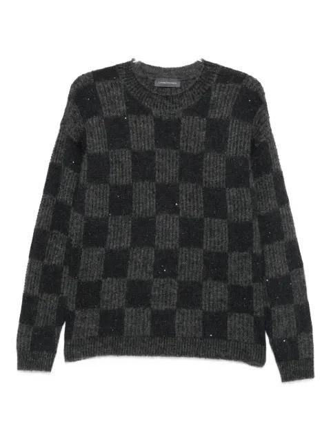 sequin-embellished check sweater by LORENA ANTONIAZZI