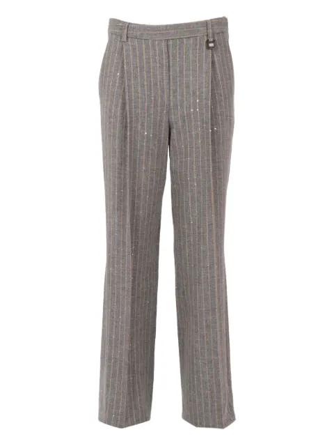 sequin-embellished pinstriped trousers by LORENA ANTONIAZZI
