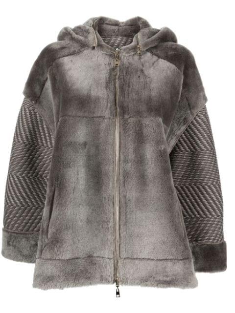 sheepskin hoodied jacket by LORENA ANTONIAZZI