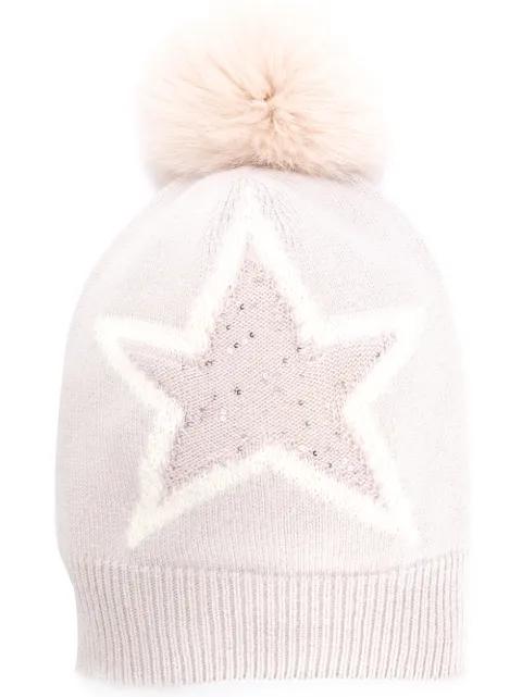 star-motif beanie hat by LORENA ANTONIAZZI