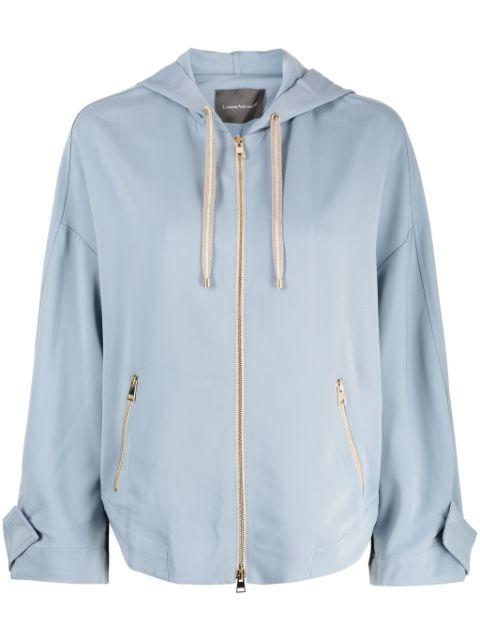 stretch-virgin wool hoodied jacket by LORENA ANTONIAZZI