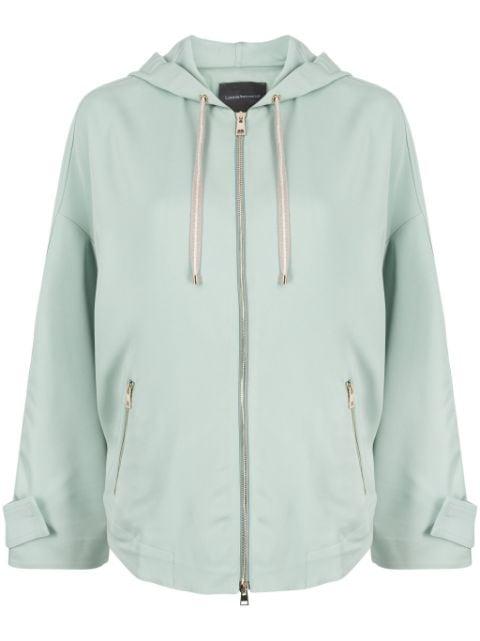 stretch-virgin wool hoodied jacket by LORENA ANTONIAZZI