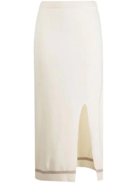 stripe-trimmed knitted skirt by LORENA ANTONIAZZI