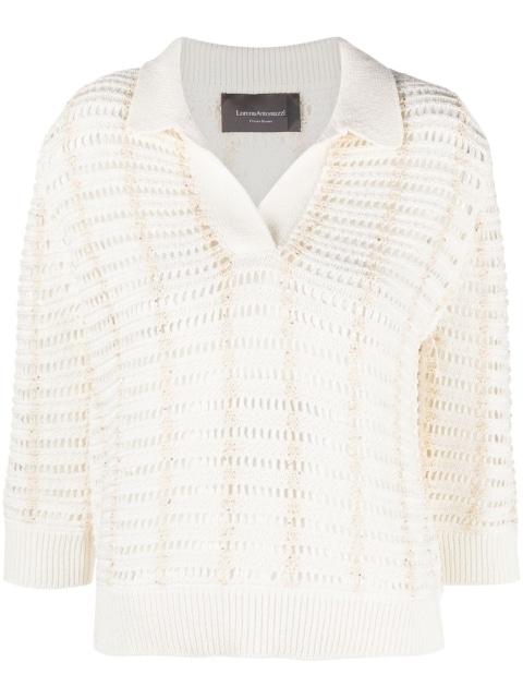 three-quarter knitted polo shirt by LORENA ANTONIAZZI