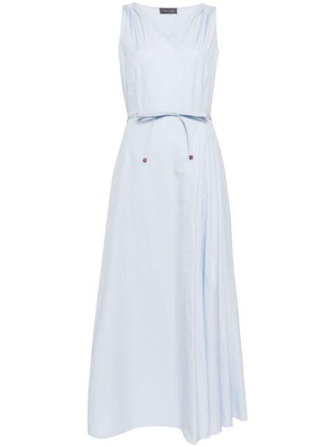 tied-waist cotton midi dress by LORENA ANTONIAZZI