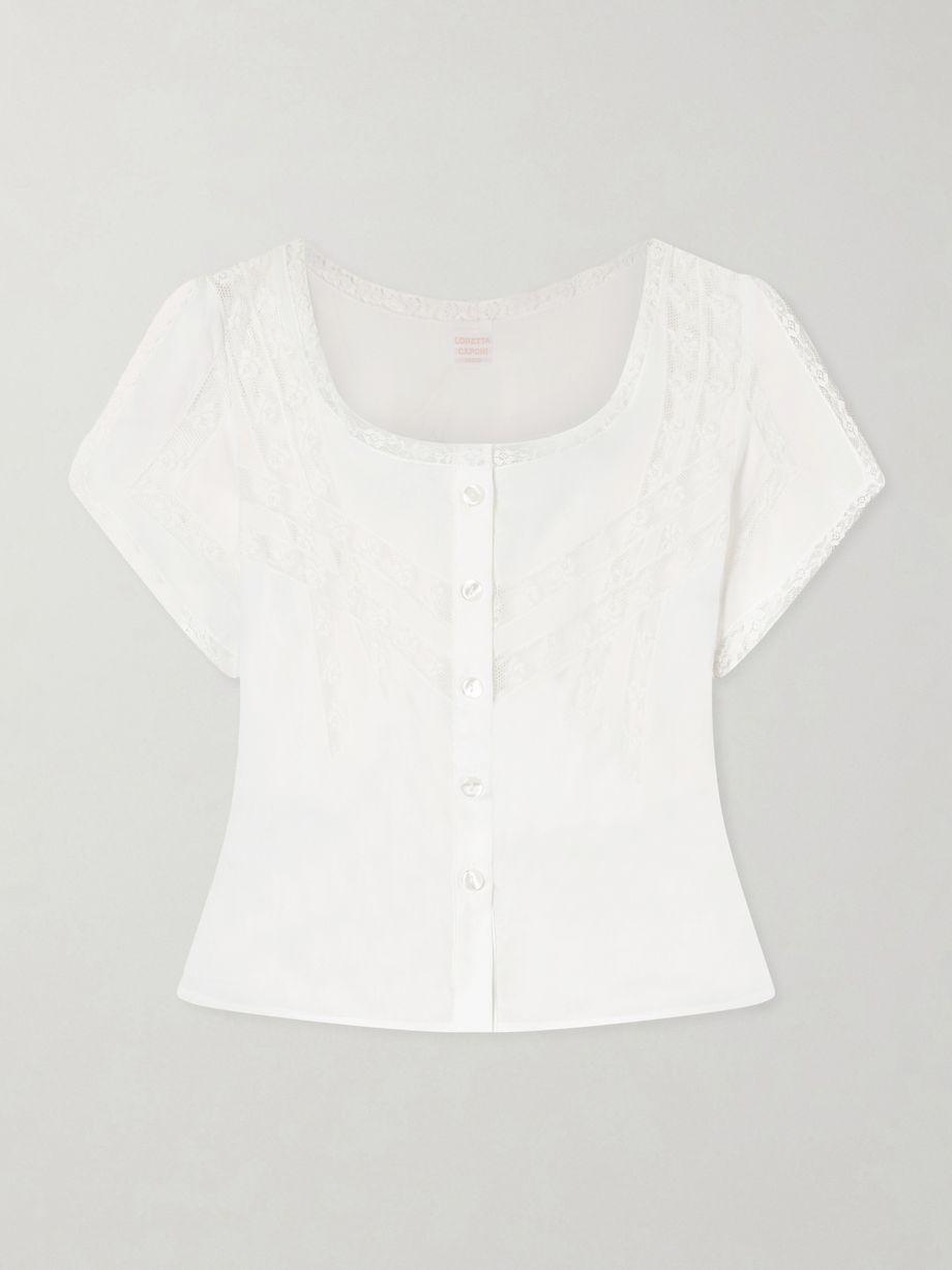 Angela lace-trimmed cotton blouse by LORETTA CAPONI
