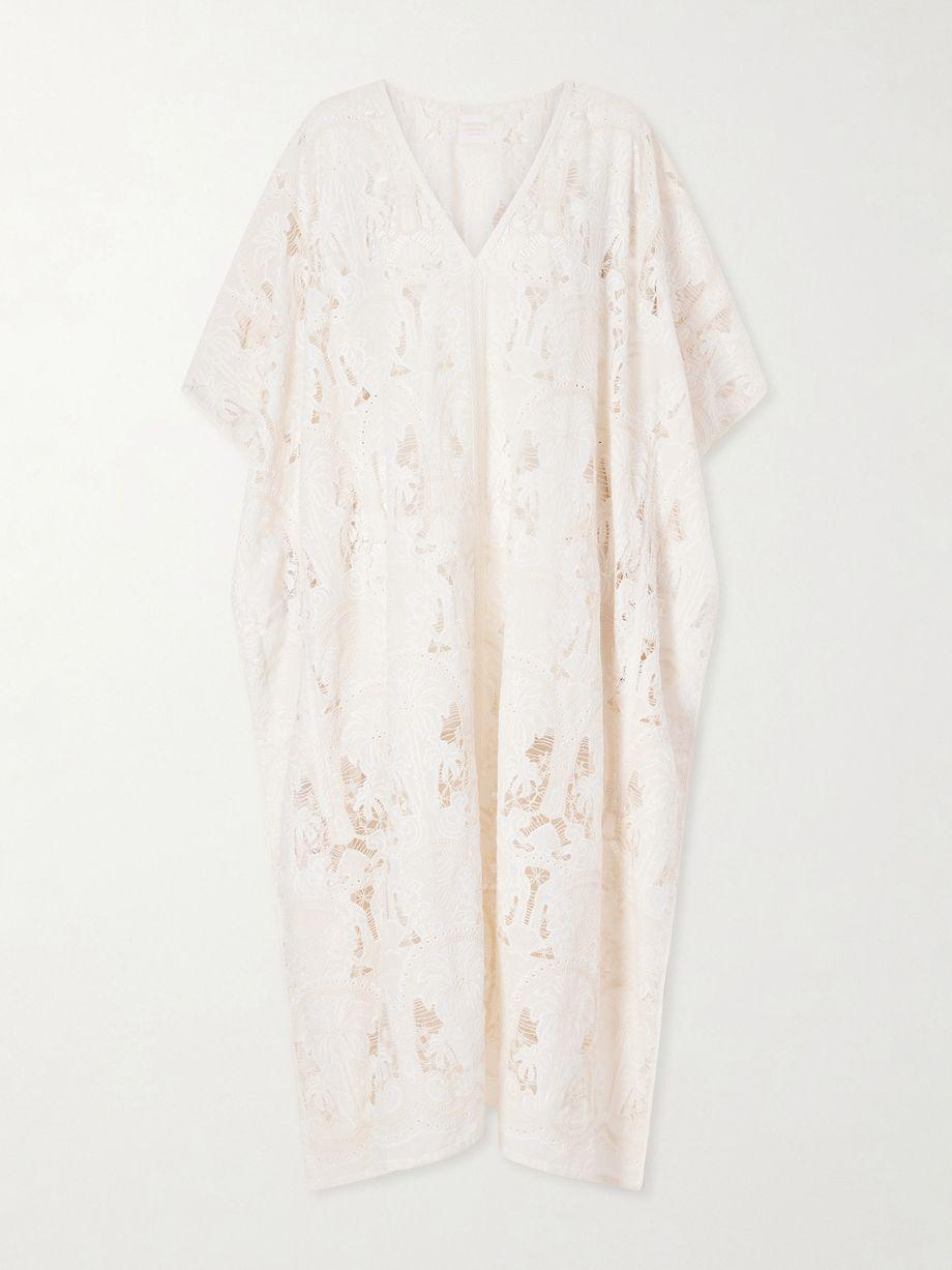 Atrani embroidered cotton-blend midi dress by LORETTA CAPONI