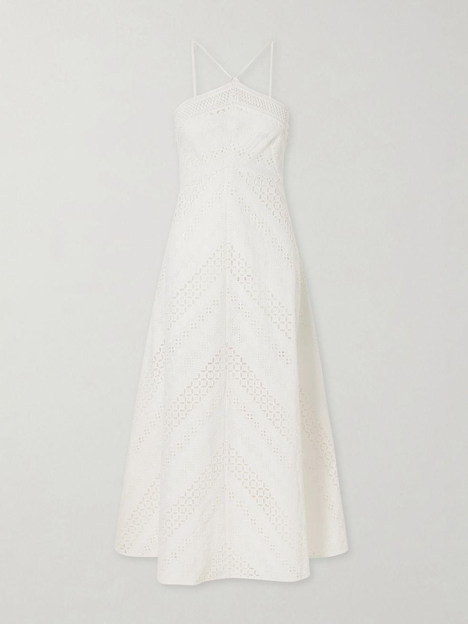 Castiglione broderie anglaise cotton halterneck midi dress by LORETTA CAPONI