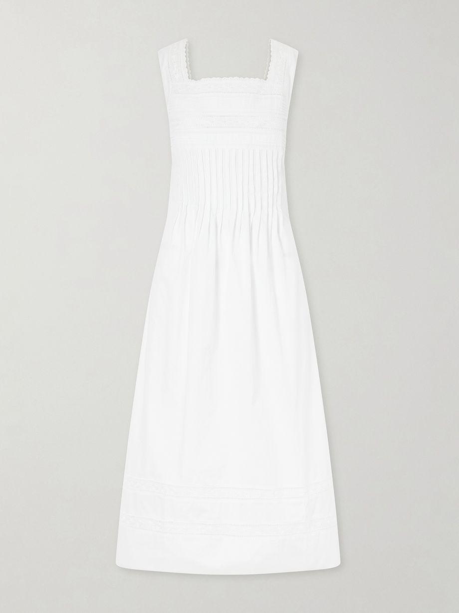 Lalla ruched broderie anglaise-trimmed cotton-poplin maxi dress by LORETTA CAPONI