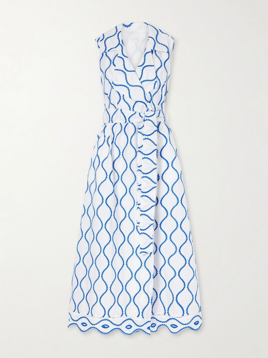 Noemie double-breasted striped cotton-poplin midi dress by LORETTA CAPONI
