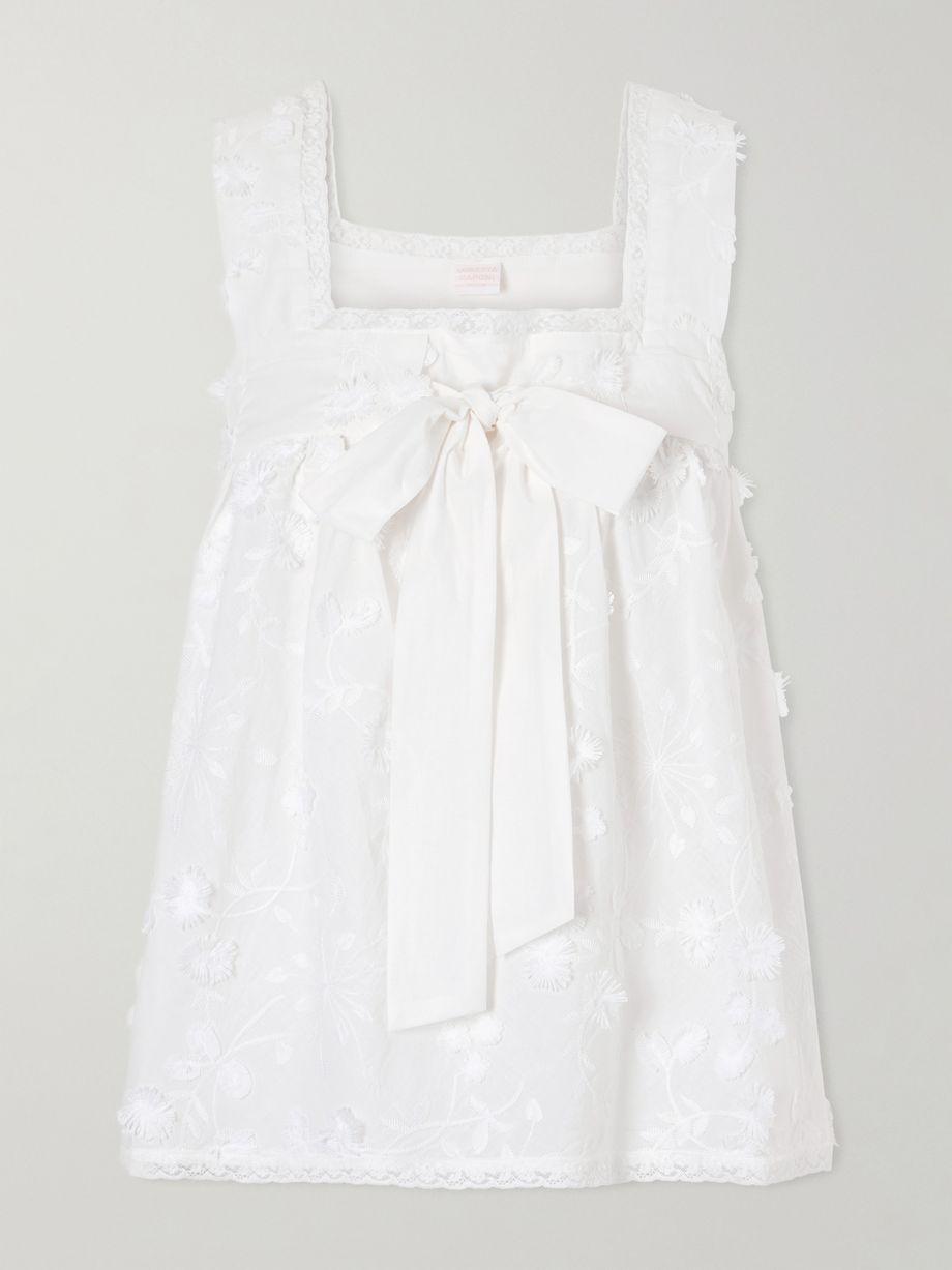 Suvereto bow-embellished lace-trimmed broderie anglaise cotton top by LORETTA CAPONI
