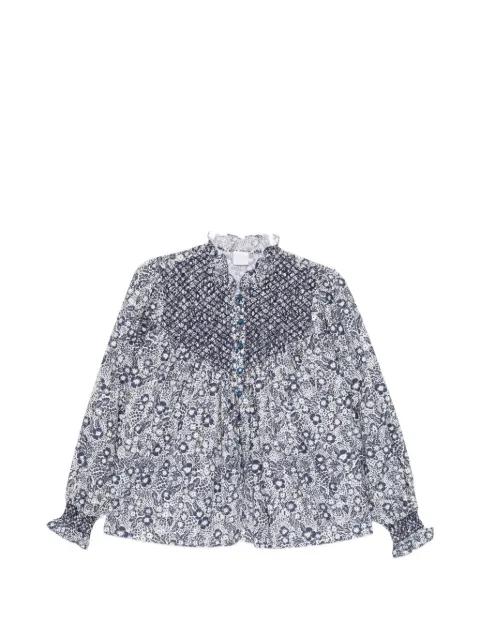 smocked floral blouse by LORETTA CAPONI