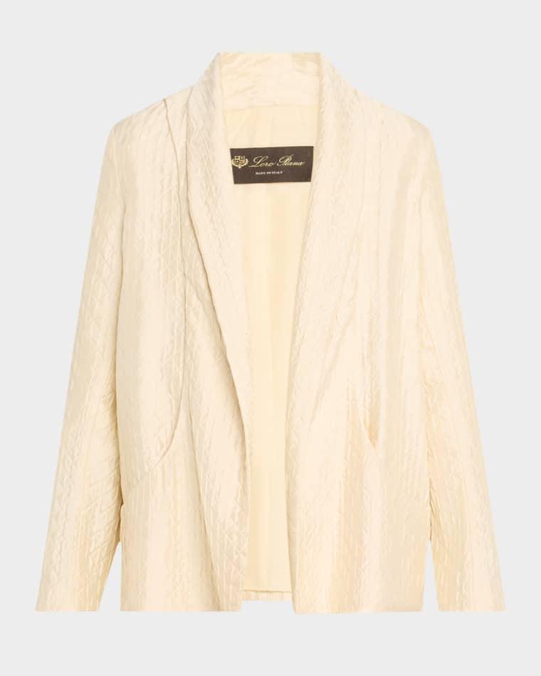 Annie Open-Front Fluid Diamond Cloquet Silk Jacket by LORO PIANA