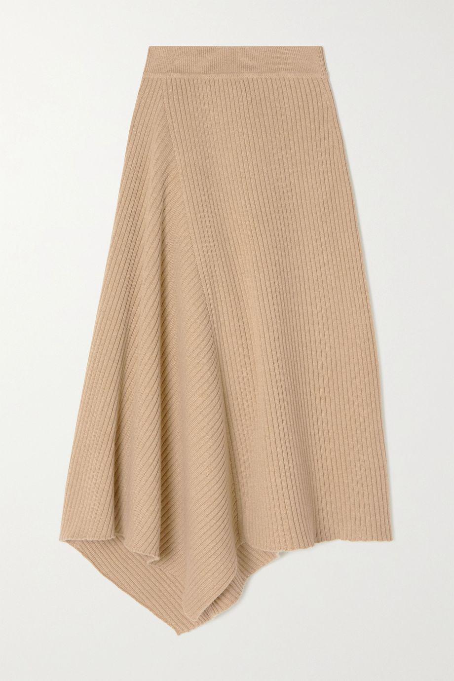 Asymmetric ribbed cashmere midi skirt by LORO PIANA