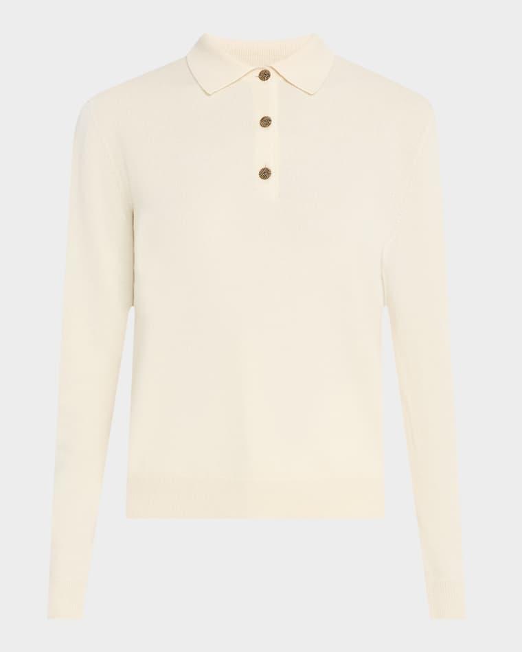 Baby Cashmere Long-Sleeve Polo Sweater by LORO PIANA