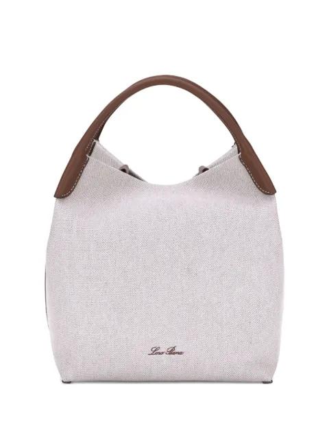 Bale leather-trimmed fabric tote bag by LORO PIANA