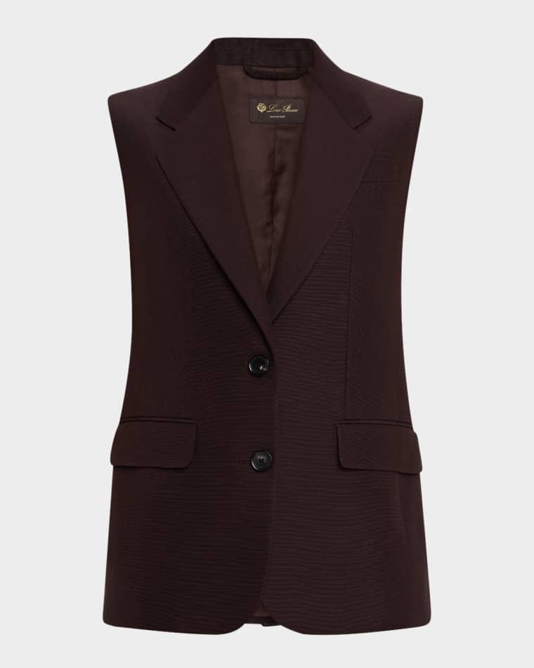 Cedric Textured Tussah Single-Breasted Vest by LORO PIANA