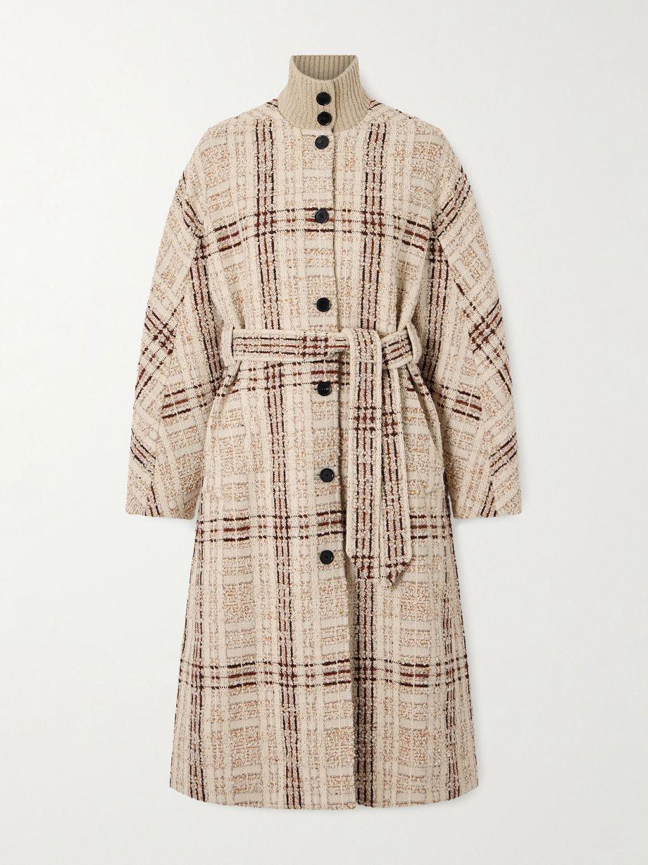 Checked wool-blend tweed coat by LORO PIANA