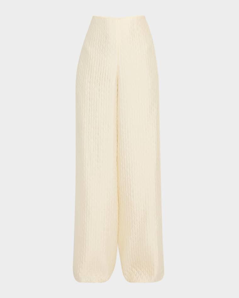 Dresden Diamond Cloquet Wide-Leg Trousers by LORO PIANA
