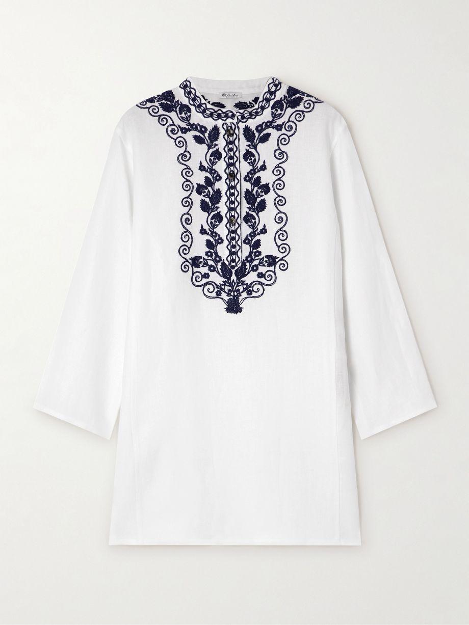 Embroidered linen blouse by LORO PIANA