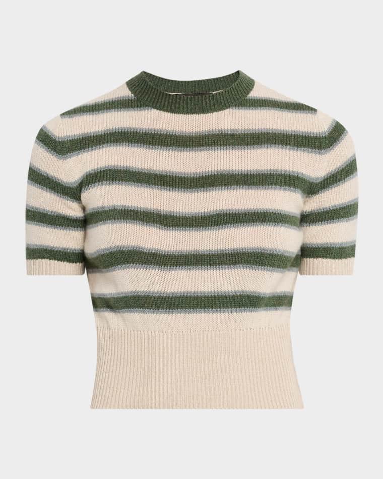 Fobello Cashmere Striped Crewneck Sweater by LORO PIANA