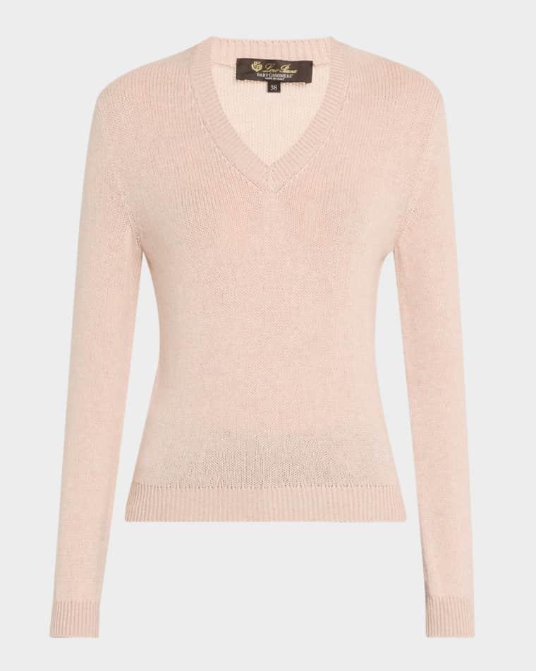 Fobello V-Neck GG 8 Baby Cashmere Sweater by LORO PIANA