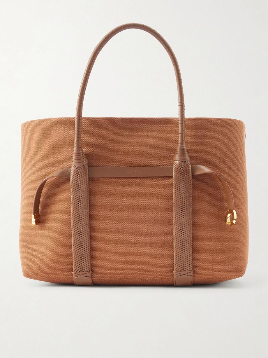 Ghiera large leather-trimmed canvas tote by LORO PIANA