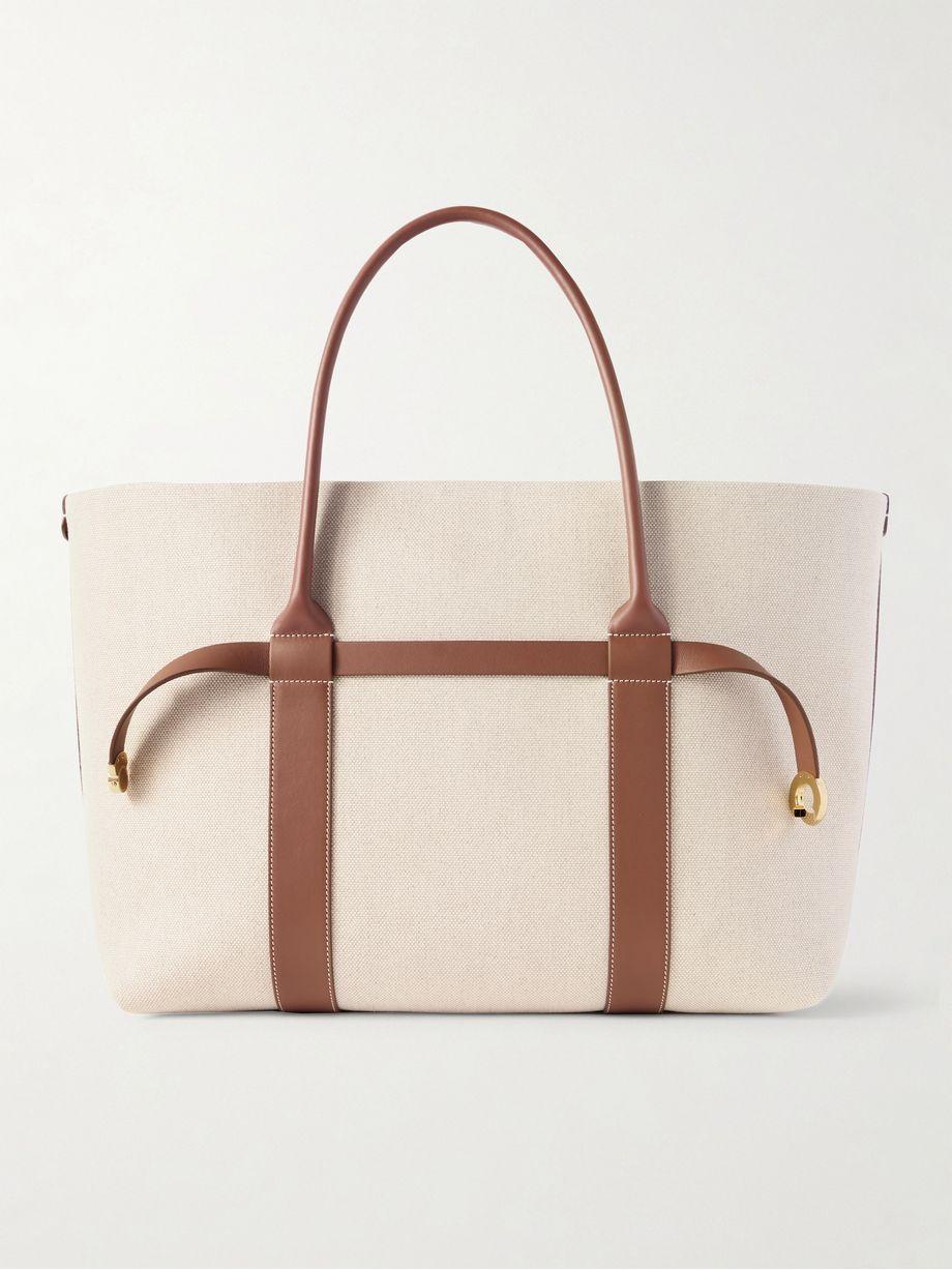 Ghiera large leather-trimmed canvas tote by LORO PIANA