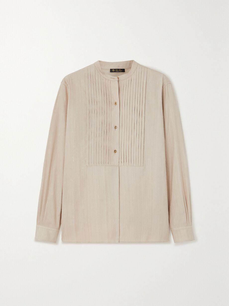 Jalia pintucked crinkled-silk blouse by LORO PIANA