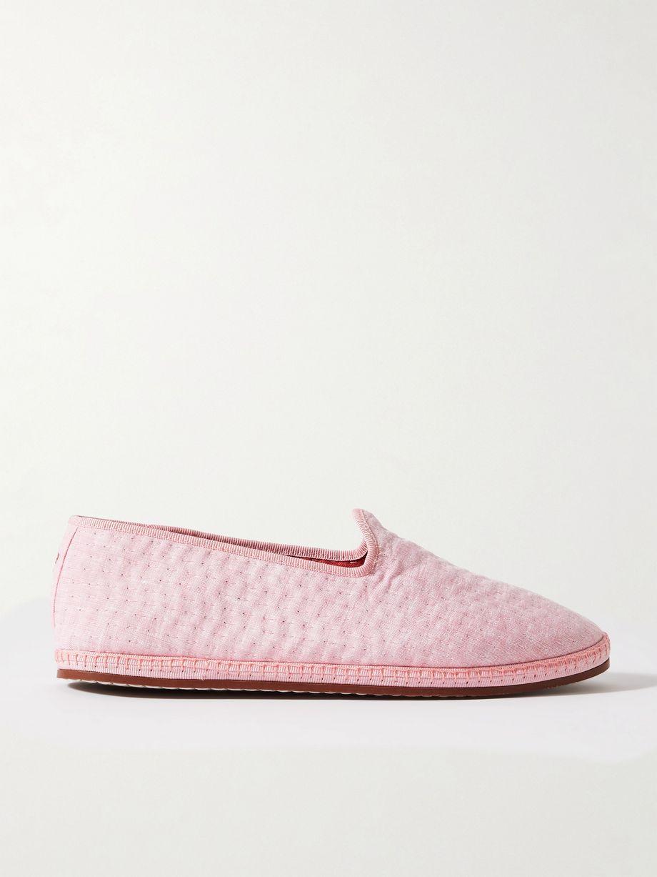 Laguna Furlane grosgrain-trimmed matelassé linen loafers by LORO PIANA