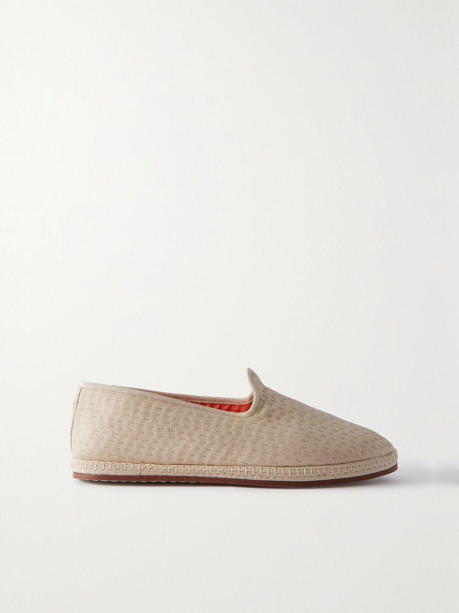 Laguna Furlane matelassé linen-canvas slippers by LORO PIANA