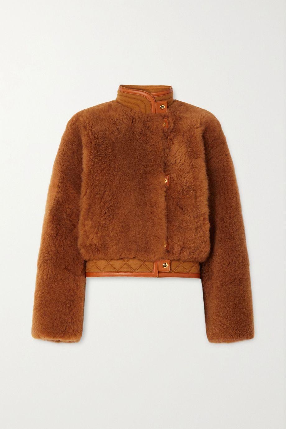 Leather and quilted cashmere-trimmed shearling jacket by LORO PIANA