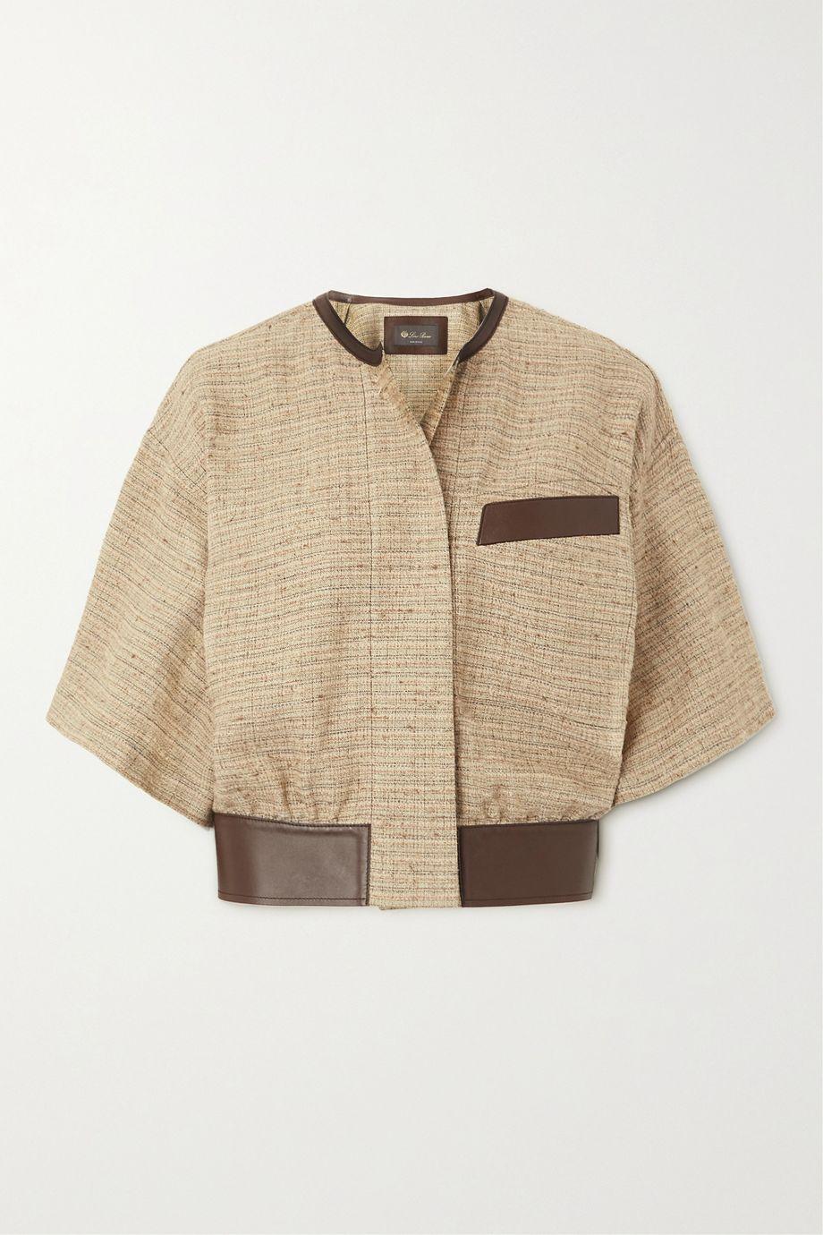 Lyron leather-trimmed linen jacket by LORO PIANA