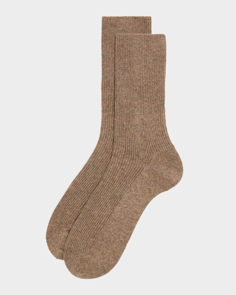 Men's Baby Cashmere Ribbed Crew Socks by LORO PIANA
