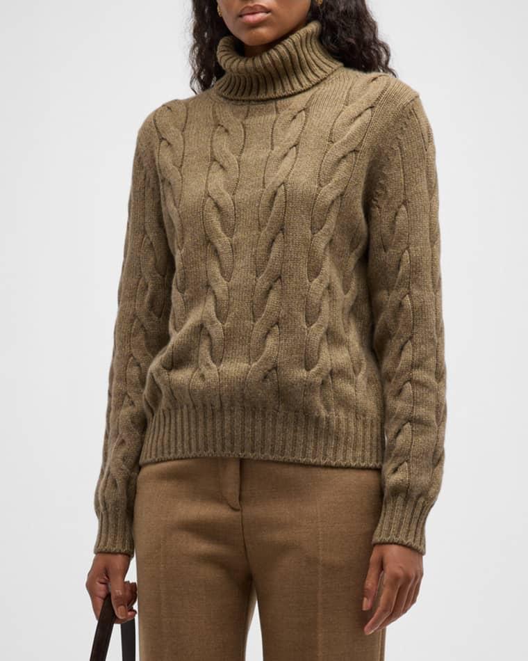 Napier Cable-Knit Cashmere Turtleneck Sweater by LORO PIANA