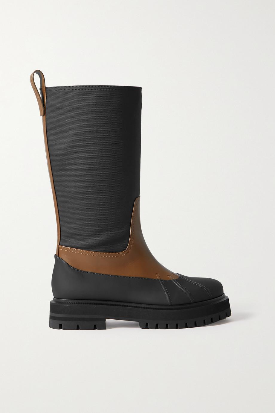 Regent Fishing leather and coated-canvas rain boots by LORO PIANA