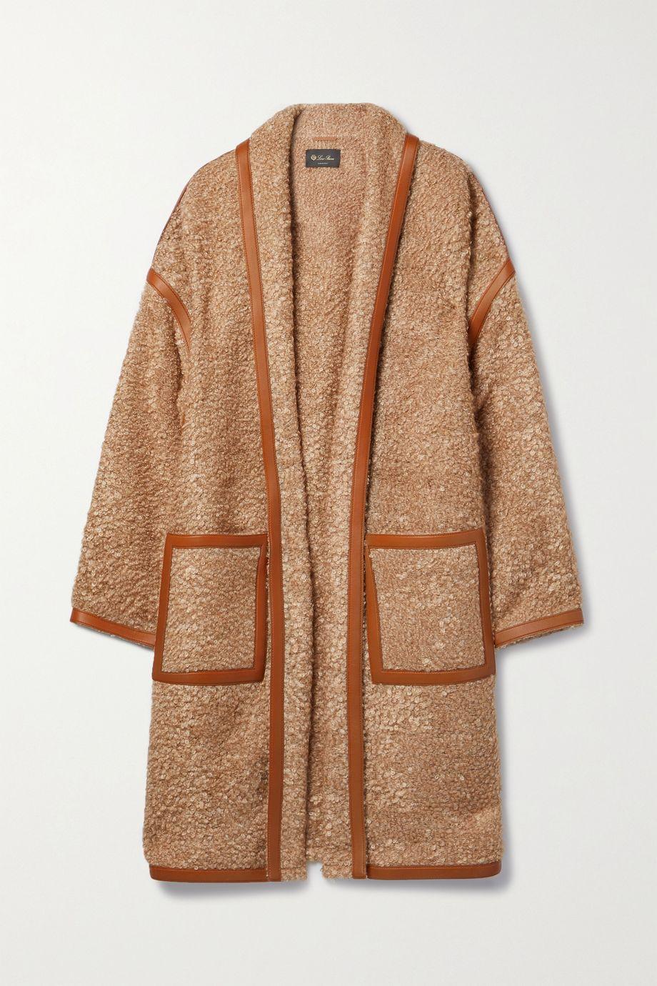 Reinhold leather-trimmed mohair-blend bouclé coat by LORO PIANA